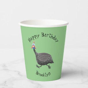 Funny Guineafowl bird cartoon illustration Paper Cups