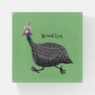 Funny Guineafowl bird cartoon illustration Paperweight