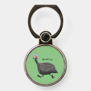 Funny Guineafowl bird cartoon illustration Phone Ring Stand