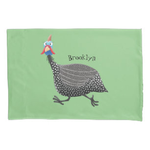 Funny Guineafowl bird cartoon illustration Pillow Case