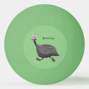 Funny Guineafowl bird cartoon illustration Ping Pong Ball