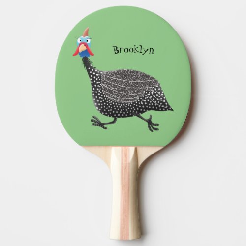 Funny Guineafowl bird cartoon illustration Ping Pong Paddle