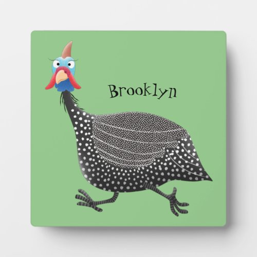 Funny Guineafowl bird cartoon illustration  Plaque