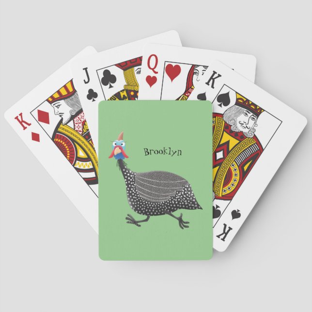 Funny Guineafowl bird cartoon illustration  Poker Cards (Back)