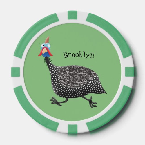 Funny Guineafowl bird cartoon illustration  Poker Chips
