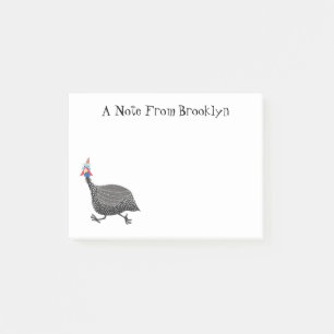 Funny Guineafowl bird cartoon illustration Post-it Notes
