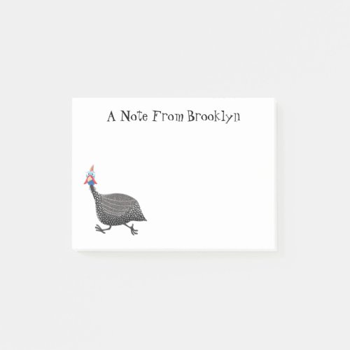 Funny Guineafowl bird cartoon illustration  Post_it Notes