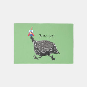 Funny Guineafowl bird cartoon illustration Rug