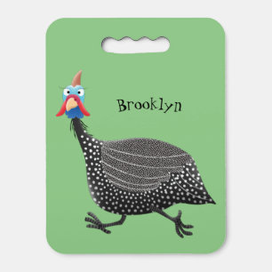 Funny Guineafowl bird cartoon illustration Seat Cushion