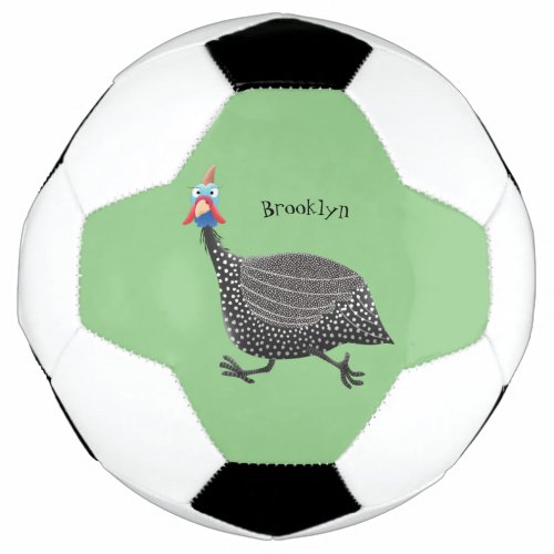 Funny Guineafowl bird cartoon illustration Soccer Ball