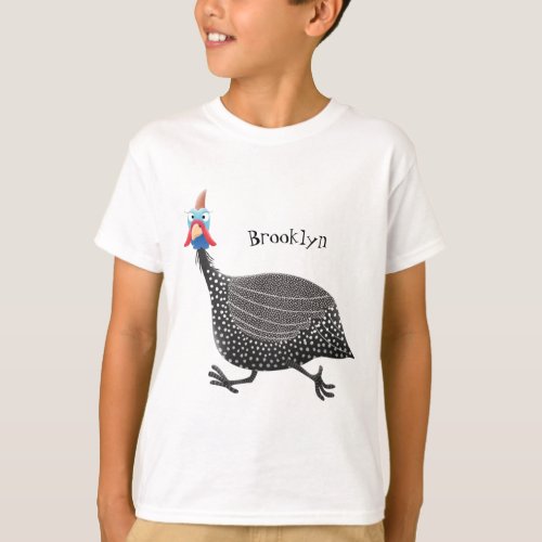 Funny Guineafowl bird cartoon illustration T_Shirt