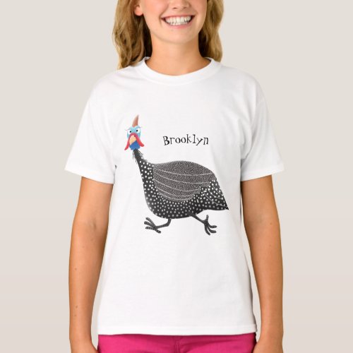 Funny Guineafowl bird cartoon illustration  T_Shirt