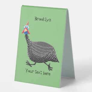 Funny Guineafowl bird cartoon illustration Table Tent