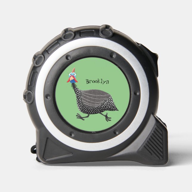 Funny Guineafowl bird cartoon illustration  Tape Measure (Front)