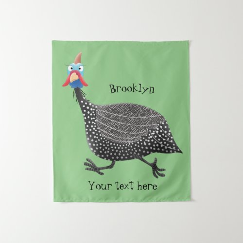 Funny Guineafowl bird cartoon illustration Tapestry