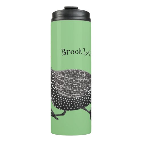 Funny Guineafowl bird cartoon illustration  Thermal Tumbler