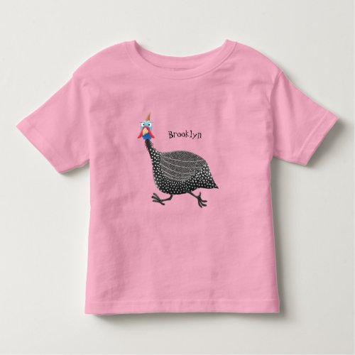 Funny Guineafowl bird cartoon illustration Toddler T_shirt