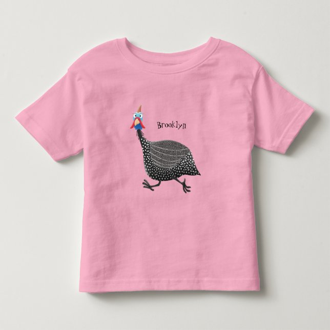 Funny Guineafowl bird cartoon illustration Toddler T-shirt (Front)