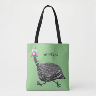 Funny Guineafowl bird cartoon illustration Tote Bag