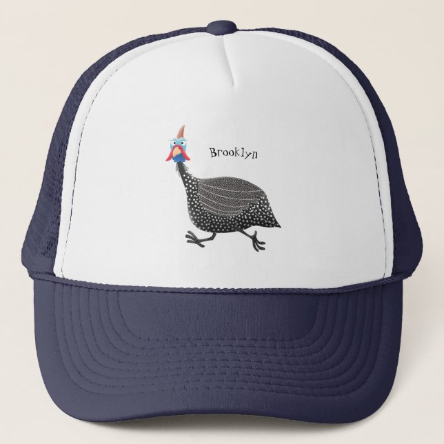 Funny Guineafowl bird cartoon illustration Trucker Hat (Front)