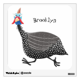 Funny Guineafowl bird cartoon illustration Wall Decal
