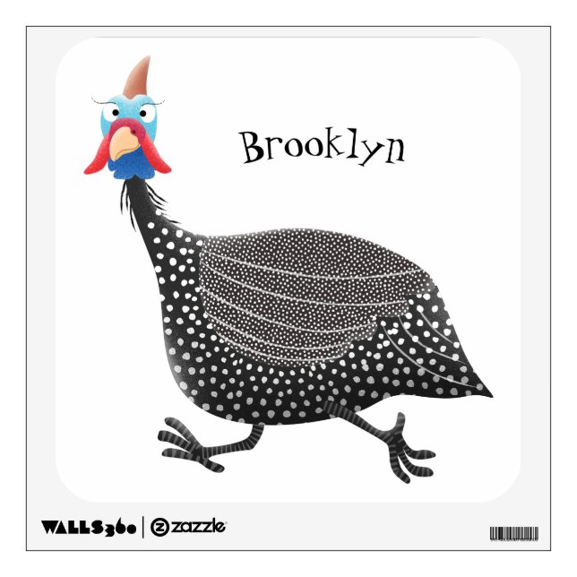 Funny Guineafowl bird cartoon illustration Wall Decal (Front)
