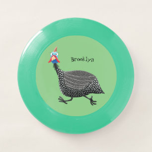 Funny Guineafowl bird cartoon illustration Wham-O Frisbee