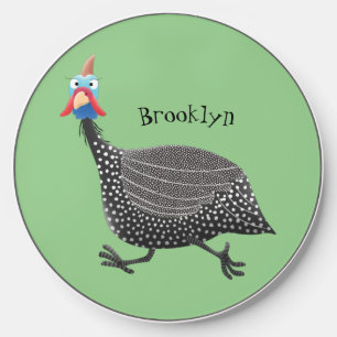 Funny Guineafowl bird cartoon illustration  Wireless Charger