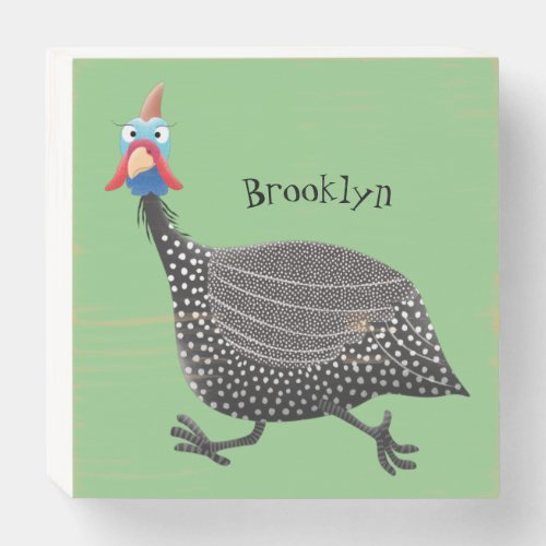 Funny Guineafowl bird cartoon illustration Wooden Box Sign