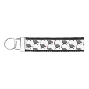 Funny Guineafowl bird cartoon illustration Wrist Keychain