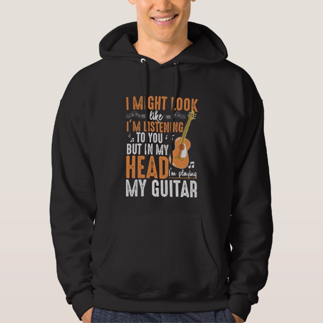 Funny Guitar Addicted Musician Guitarist Player Hoodie (Front)