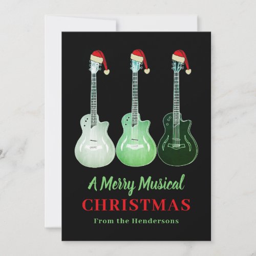 Funny Guitar Christmas Merry Musical Personalized Holiday Card