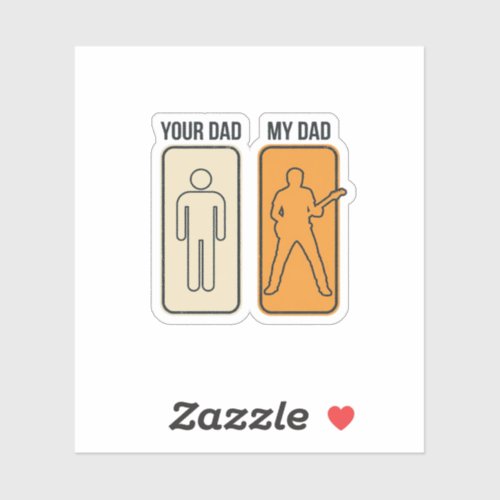 Funny Guitar Dad Vintage Engraving Shirt Design_1 Sticker