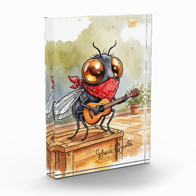 Funny Guitar Fly Art Photo Block (Left)