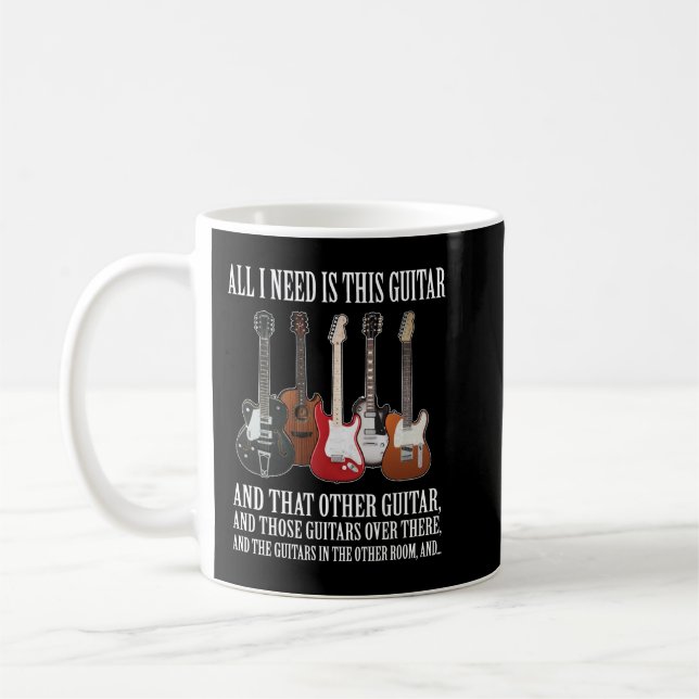 Funny Guitar Gift All I Need Are Guitars Long Slee Coffee Mug (Left)