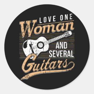 Funny Guitar Lovers Guitarist Musician Band Classic Round Sticker