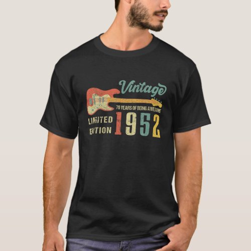 Funny Guitar Lovers Vintage 1952 70Th Birthday Gif T_Shirt