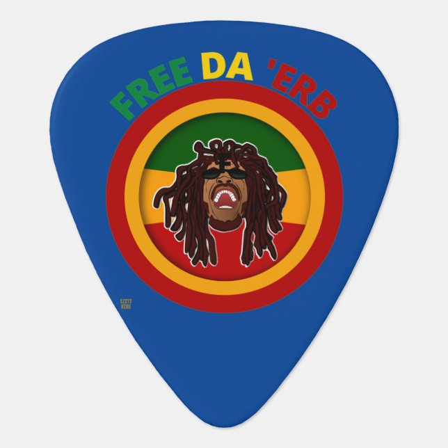 funny guitar pick  "FREE DA 'ERB" (Front)