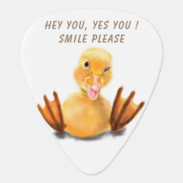 Funny Guitar Pick with Yellow Duck - Smile (Front)