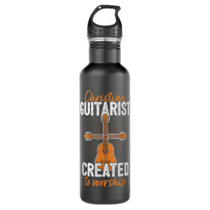 Funny Guitar Player Guitarist I Crucifix Christian Stainless Steel Water Bottle