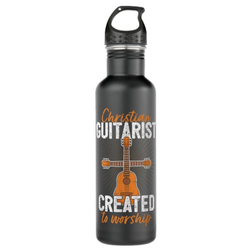 Funny Guitar Player Guitarist I Crucifix Christian Stainless Steel Water Bottle