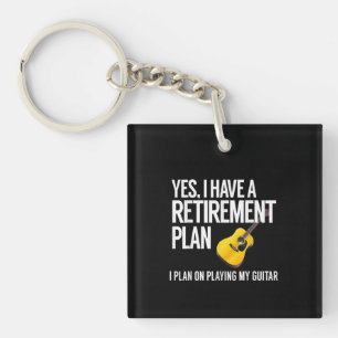 Funny Guitar Player Retirement Gift Keychain