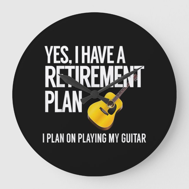 Funny Guitar Player Retirement Gift Large Clock (Front)