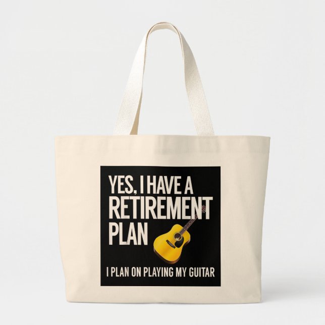 Funny Guitar Player Retirement Gift Large Tote Bag (Front)