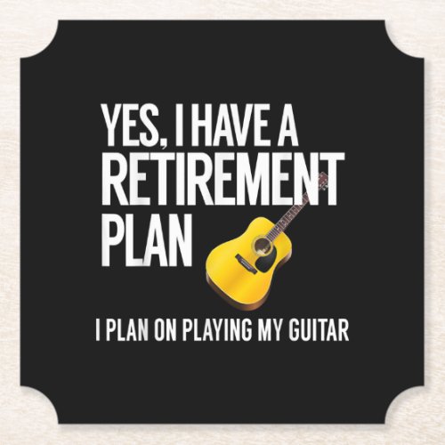 Funny Guitar Player Retirement Gift Paper Coaster