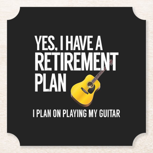 Funny Guitar Player Retirement Gift Paper Coaster (Front)