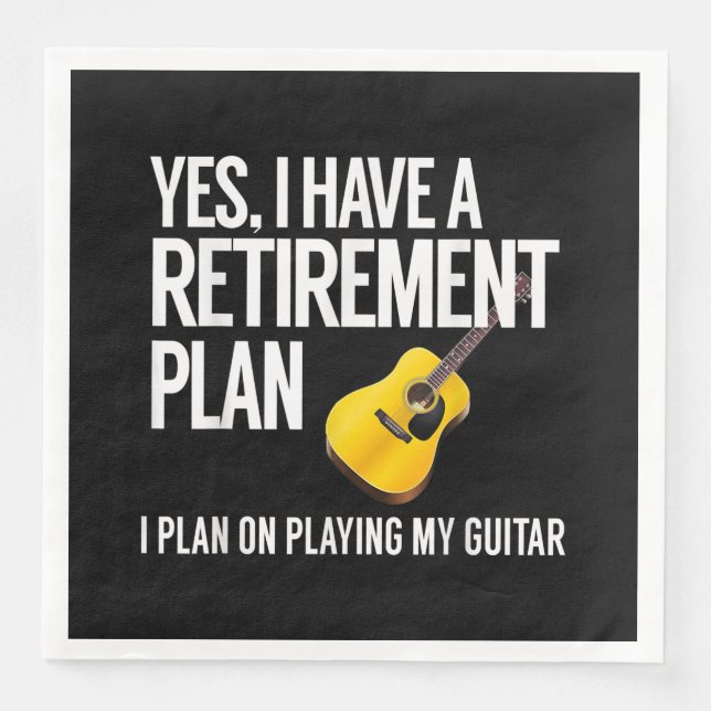 Funny Guitar Player Retirement Gift Paper Dinner Napkins (Front)