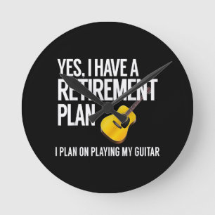 Funny Guitar Player Retirement Gift Round Clock