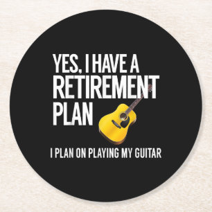 Funny Guitar Player Retirement Gift Round Paper Coaster