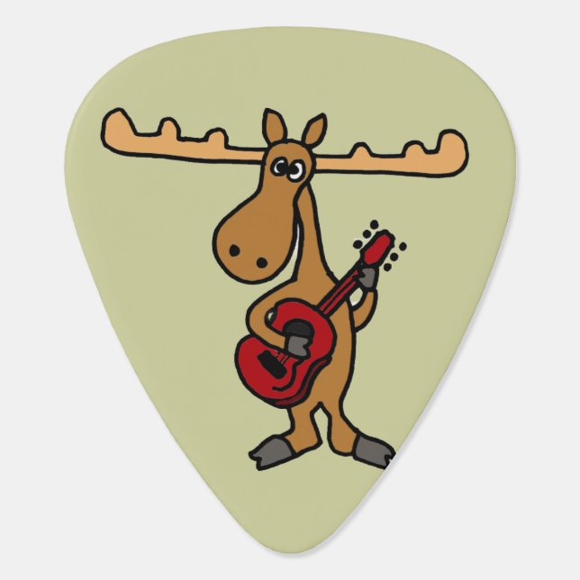 Funny Guitar Playing Moose Guitar Pick (Back)